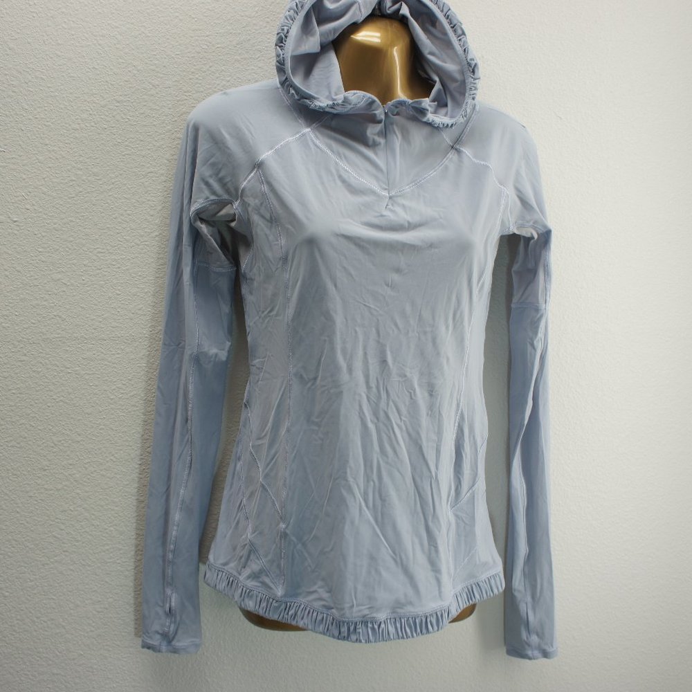 LULULEMON STRETCHY LONG SLEEVE 1/4 ZIP HOODED ELASTIC HEM HOODIE size S ?